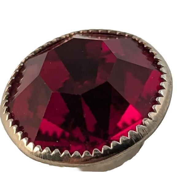 18 Red Rhinestone Buttons 1/2" EVU Silver Color Backs And Rim - Picture 1 of 6